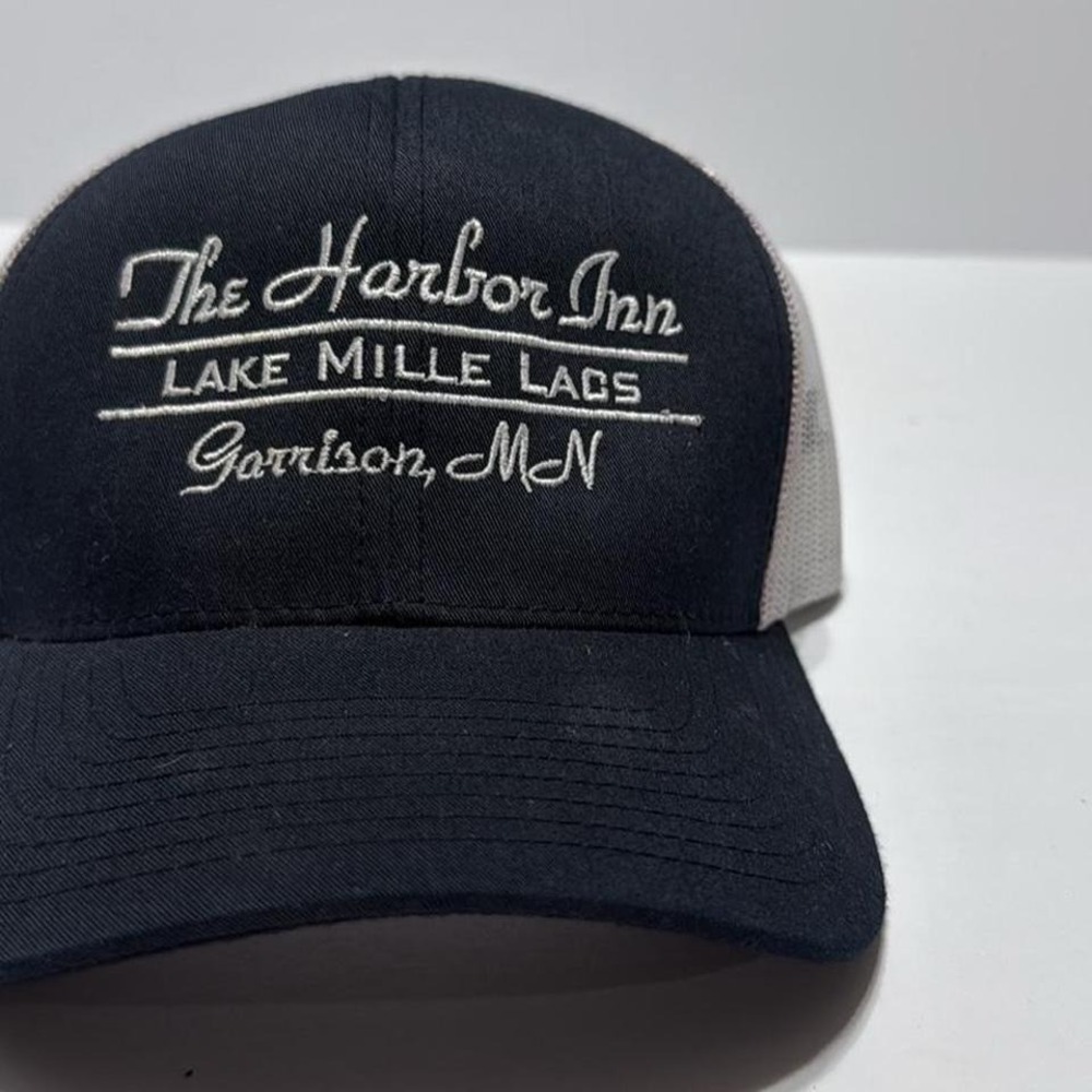 The Harbor Inn Lake Mille Lacs Garrison MN black trucker hat